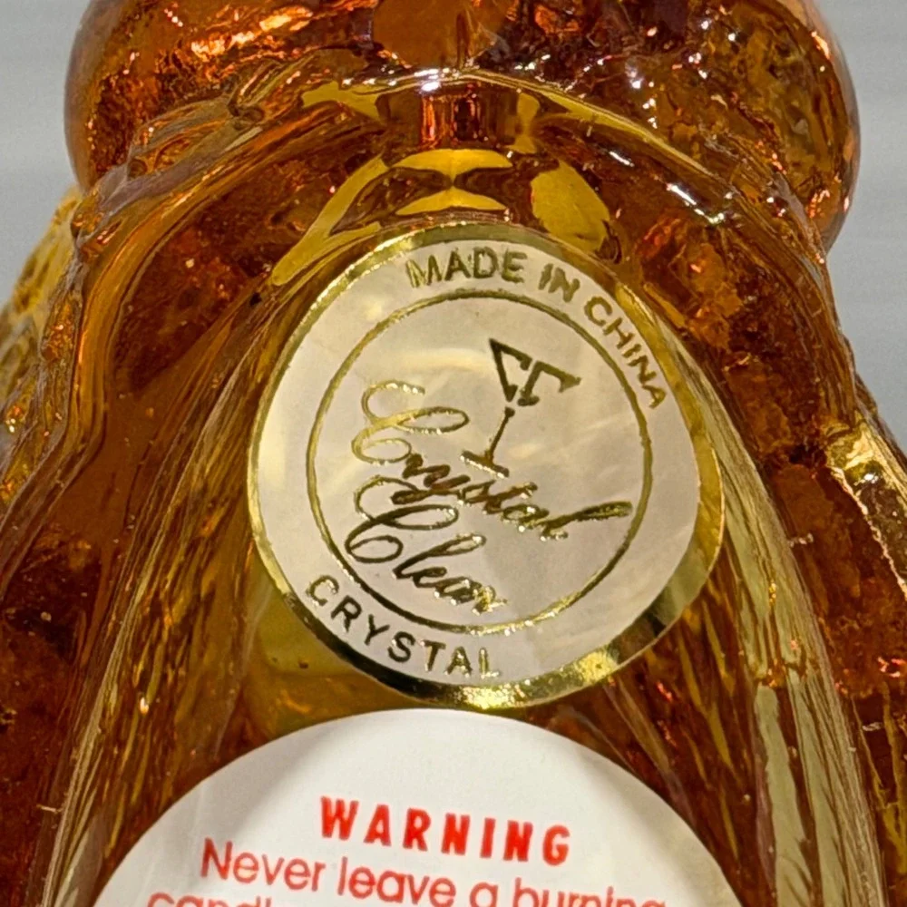 Crystal Clear 3in Amber Glass Turkey Candle Holders Set of 2 Thanksgiving Decor